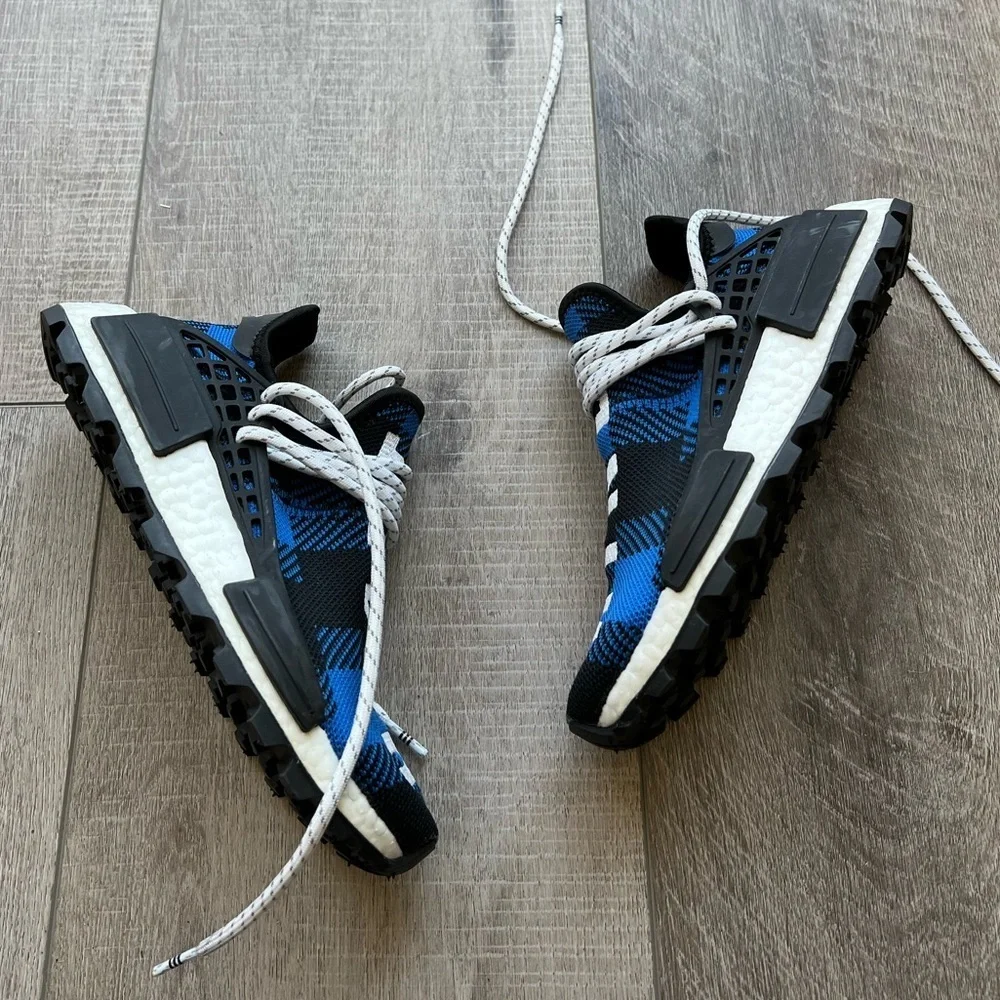 adidas NMD Hu Pharrell x BBC Blue Plaid Size 4